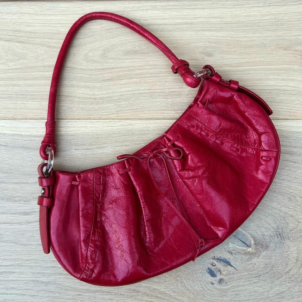 Via Spiga Red leather shoulder bag with tie details